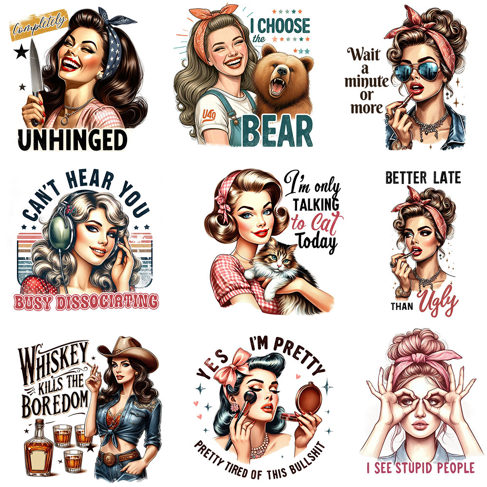 3D Printing Quotes - Funny Retro Girls Patches Heat Transfer