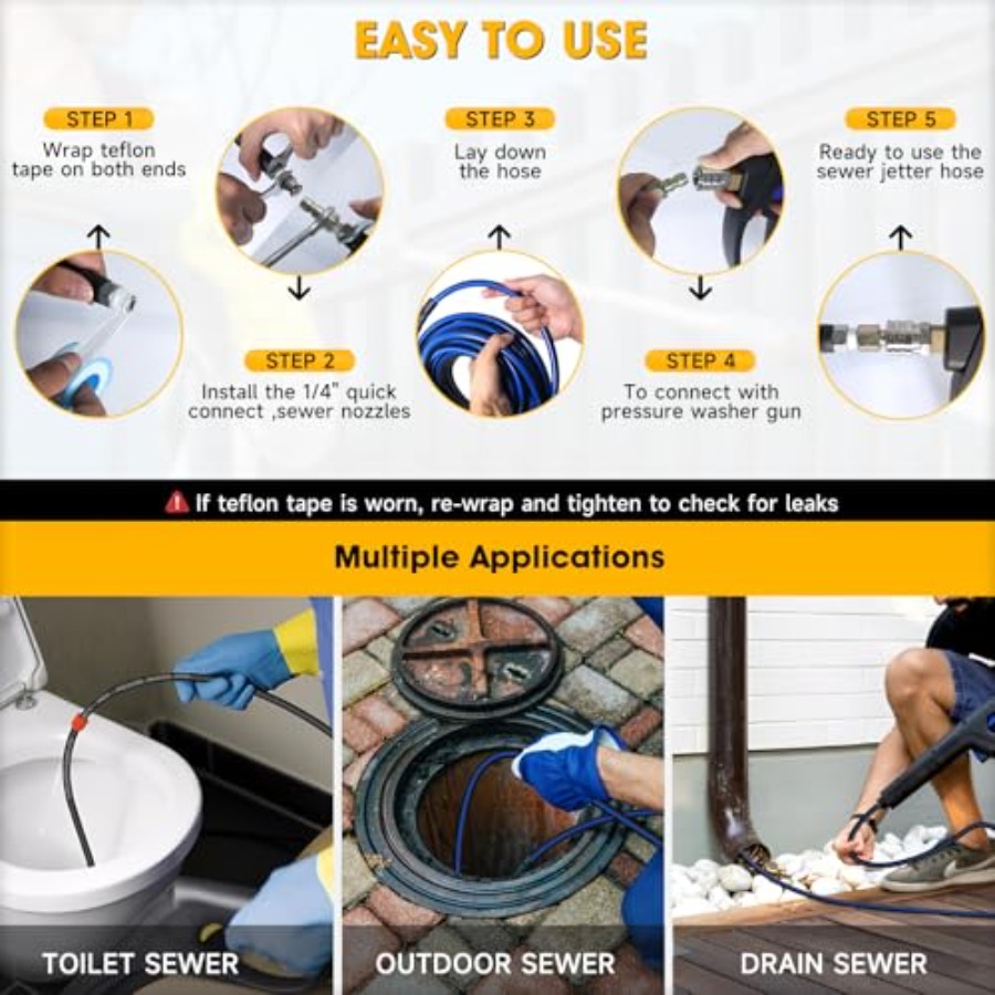 Sewer Jetter Kit for Pressure  - Nozzle Cleaning Kit บทวิจารณ์และราคา