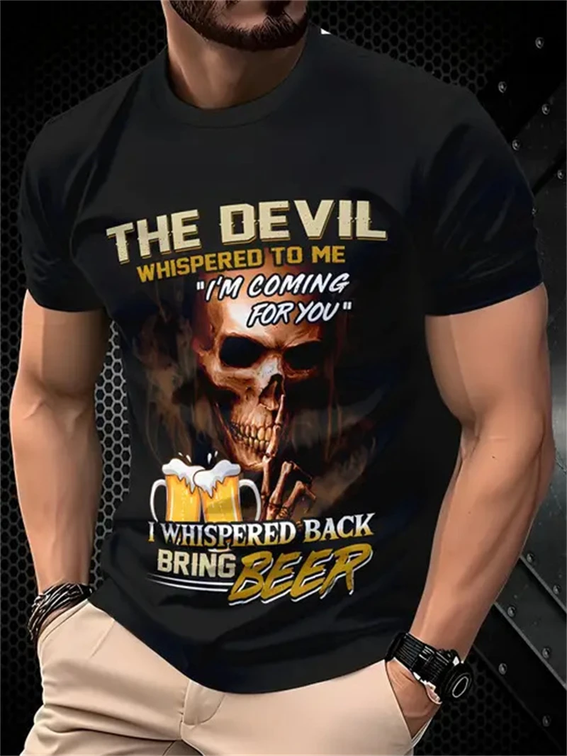 Men's Devil Beer Quote Print T - 3D Printing Quotes บทวิจารณ์และราคา