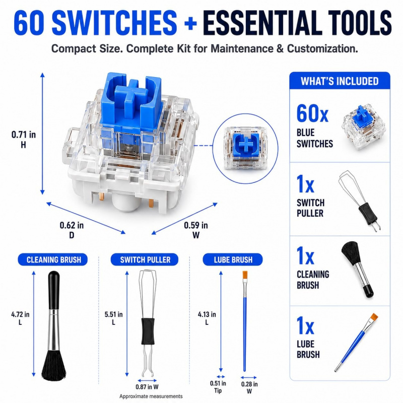 50PCS Blue Mechanical Keyboard - 3D Print Removal Tool บทวิจารณ์และราคา