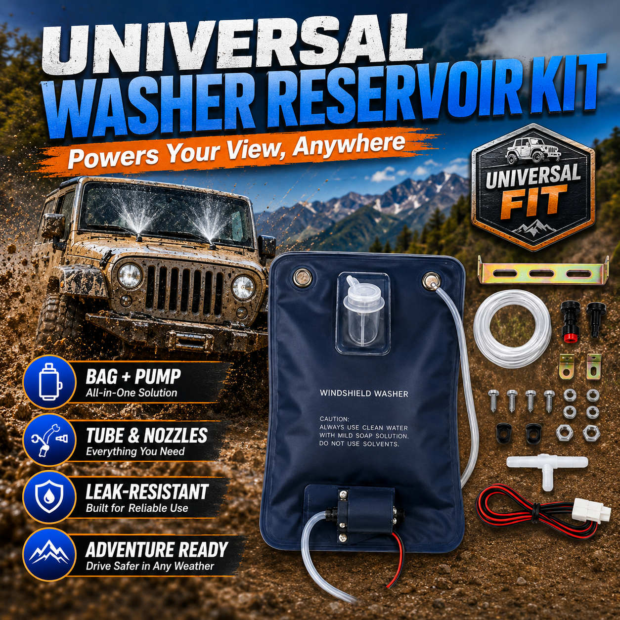 12V Universal Washer Reservoir - Nozzle Cleaning Kit บทวิจารณ์และราคา