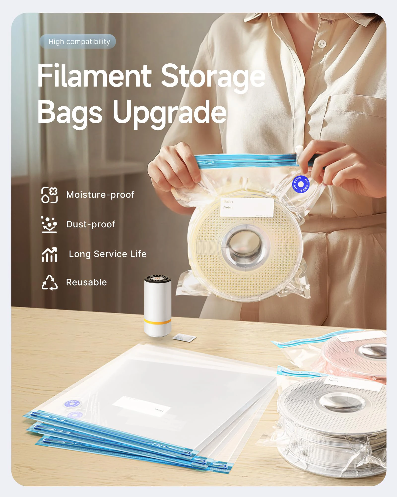 3D Printer Filament Vacuum Bag - 3D Print Removal Tool บทวิจารณ์และราคา